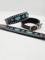 Leather Dog Collars Beaded Beadwork Dog Collars with beads sturdy padded comfortable western ranch dog cowboy (12)