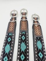 Leather Dog Collars Beaded Beadwork Dog Collars with beads sturdy padded comfortable western ranch dog cowboy (5)