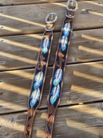 Dog Collar leather Asshole Dog Collar Funny Bad Dog Leather Collars Funny gift for dog owner blue feather dog collar (1)