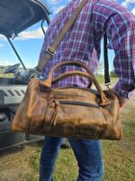 vintage travel bag duffel bag ranch hand leather mens bag gym bag western classic rustic bags (10)