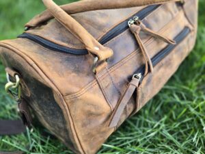 vintage travel bag duffel bag ranch hand leather mens bag gym bag western classic rustic bags (3)