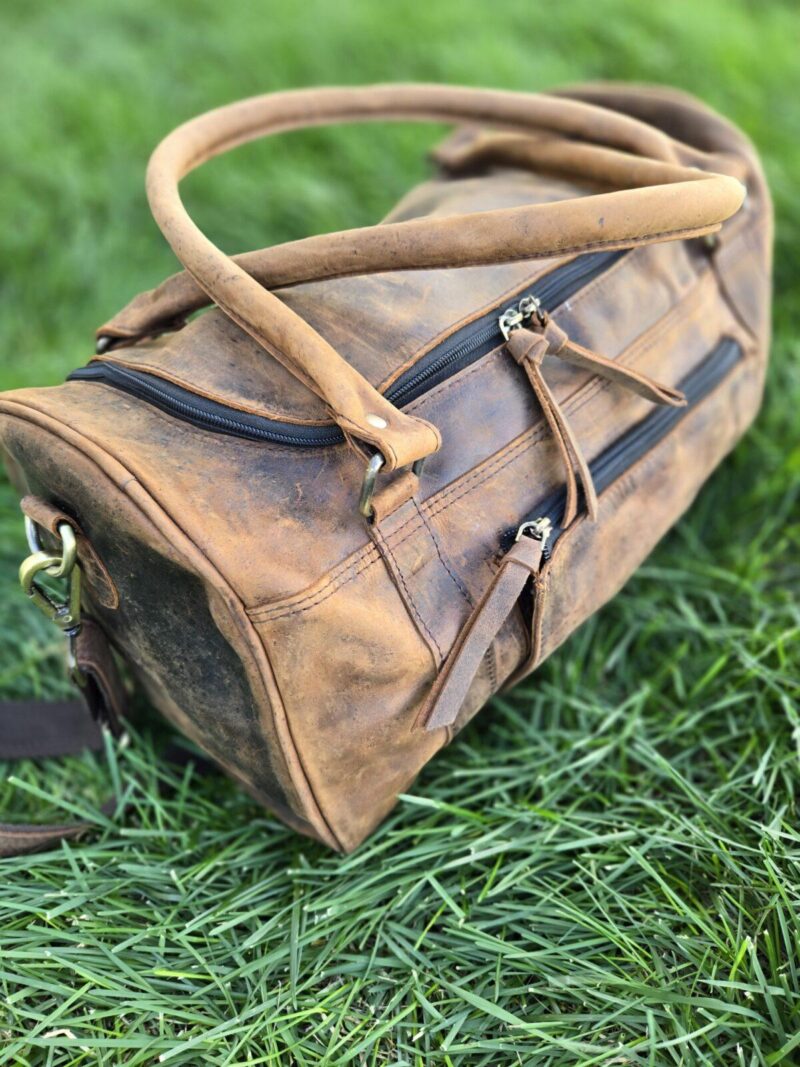 vintage travel bag duffel bag ranch hand leather mens bag gym bag western classic rustic bags (3)