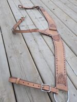 Leather headstall rough out buckstitch breast collar western horse tack for sale (48)