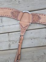 Leather headstall rough out buckstitch breast collar western horse tack for sale (51)