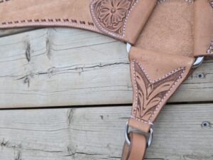 Leather headstall rough out buckstitch breast collar western horse tack for sale (52)