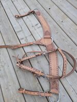 Leather headstall rough out buckstitch breast collar western horse tack for sale (53)