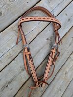 Leather headstall rough out buckstitch breast collar western horse tack for sale (56)