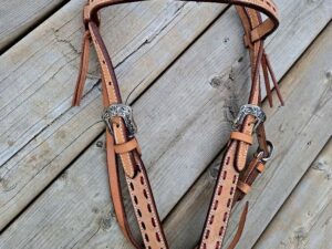 Leather headstall rough out buckstitch breast collar western horse tack for sale (56)