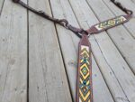 Leather headstall rough out buckstitch breast collar western horse tack for sale (61)