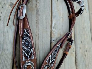 Leather headstall tooled bridle split ear western horse tack wither strap red buckstitch (37) dog collar western dog collar breast collar horse western