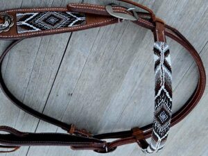 Leather headstall tooled bridle split ear western horse tack wither strap red buckstitch (39) dog collar western dog collar breast collar horse western