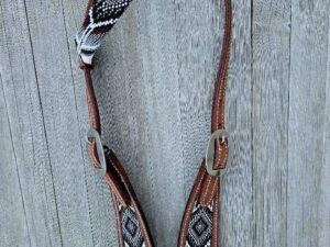Leather headstall tooled bridle split ear western horse tack wither strap red buckstitch (40) dog collar western dog collar breast collar horse western