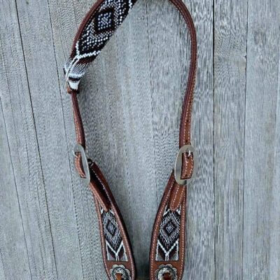 Leather headstall tooled bridle split ear western horse tack wither strap red buckstitch (40) dog collar western dog collar breast collar horse western