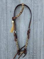 Leather headstall tooled bridle split ear western horse tack wither strap red buckstitch (44) dog collar western dog collar breast collar horse western