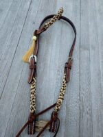 Leather headstall tooled bridle split ear western horse tack wither strap red buckstitch (46) dog collar western dog collar breast collar horse western