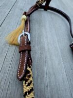 Leather headstall tooled bridle split ear western horse tack wither strap red buckstitch (47) dog collar western dog collar breast collar horse western