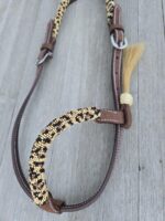 Leather headstall tooled bridle split ear western horse tack wither strap red buckstitch (48) dog collar western dog collar breast collar horse western