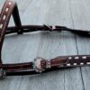 Leather headstall tooled bridle split ear western horse tack wither strap red buckstitch (51) dog collar western dog collar breast collar horse western