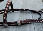 Leather headstall tooled bridle split ear western horse tack wither strap red buckstitch (51) dog collar western dog collar breast collar horse western