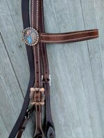 Leather headstall tooled bridle split ear western horse tack wither strap red buckstitch (53) dog collar western dog collar breast collar horse western