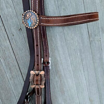 Leather headstall tooled bridle split ear western horse tack wither strap red buckstitch (53) dog collar western dog collar breast collar horse western