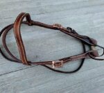 Leather headstall tooled bridle split ear western horse tack wither strap red buckstitch (55) dog collar western dog collar breast collar horse western