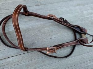 Leather headstall tooled bridle split ear western horse tack wither strap red buckstitch (55) dog collar western dog collar breast collar horse western