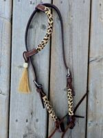 Leather headstall tooled bridle split ear western horse tack wither strap red buckstitch (57) dog collar western dog collar breast collar horse western