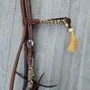Leather headstall tooled bridle split ear western horse tack wither strap red buckstitch (61) dog collar western dog collar breast collar horse western