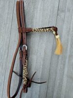 Leather headstall tooled bridle split ear western horse tack wither strap red buckstitch (61) dog collar western dog collar breast collar horse western