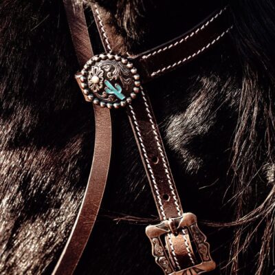 Leather headstall tooled bridle split ear western horse tack wither strap red buckstitch (62) dog collar western dog collar breast collar horse western