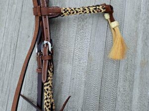 Leather headstall tooled bridle split ear western horse tack wither strap red buckstitch (62) dog collar western dog collar breast collar horse western