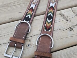 Leather headstall tooled bridle split ear western horse tack wither strap red buckstitch (64) dog collar western dog collar breast collar horse western