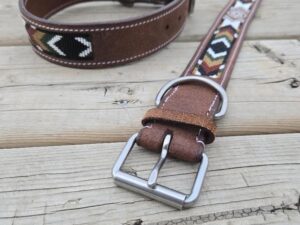 Leather headstall tooled bridle split ear western horse tack wither strap red buckstitch (69) dog collar western dog collar breast collar horse western