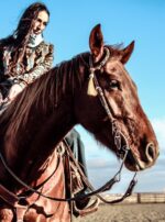 Ranch Hand Leather headstall tooled bridle split ear western horse tack wither strap red buckstitch (21)