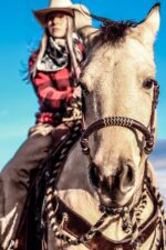 Ranch Hand Leather headstall tooled bridle split ear western horse tack wither strap red buckstitch (24)