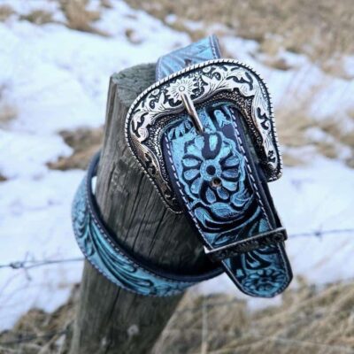 Hand made Leather western belt cactus feather hand carved leather belt mens belt kids belt western ladies belts buckstitch belt (18)