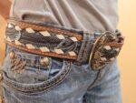 Leather western belt cactus feather hand carved leather belt mens belt kids belt western ladies belts buckstitch belt (14)