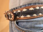 Leather western belt cactus feather hand carved leather belt mens belt kids belt western ladies belts buckstitch belt (15)