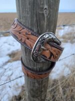 Leather western belt cactus feather hand carved leather belt mens belt kids belt western ladies belts buckstitch belt (22)