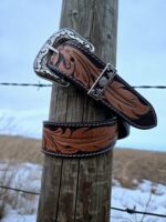 Leather western belt cactus feather hand carved leather belt mens belt kids belt western ladies belts buckstitch belt (23)