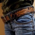 Leather western belt cactus feather hand carved leather belt mens belt kids belt western ladies belts buckstitch belt (3)