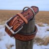 Leather Dog Collar - Herdsman Tooled - view 6