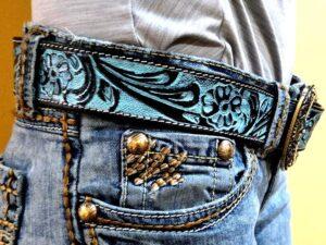 Leather western belt cactus feather hand carved leather belt mens belt kids belt western ladies belts buckstitch belt (12)