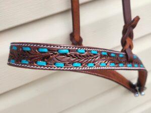 Leather noseband western tiedown leather tiedown noseband with buckstitch western horse tack ranch hand tack (11)