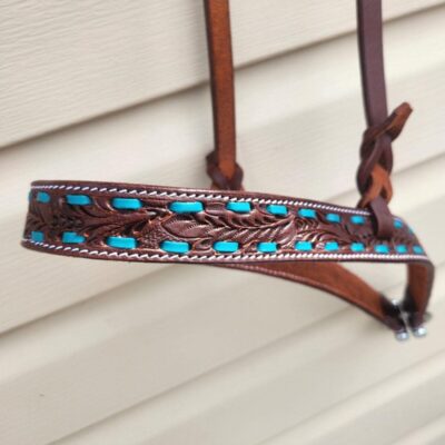 Leather noseband western tiedown leather tiedown noseband with buckstitch western horse tack ranch hand tack (11)
