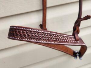 Leather noseband western tiedown leather tiedown noseband with buckstitch western horse tack ranch hand tack (12)