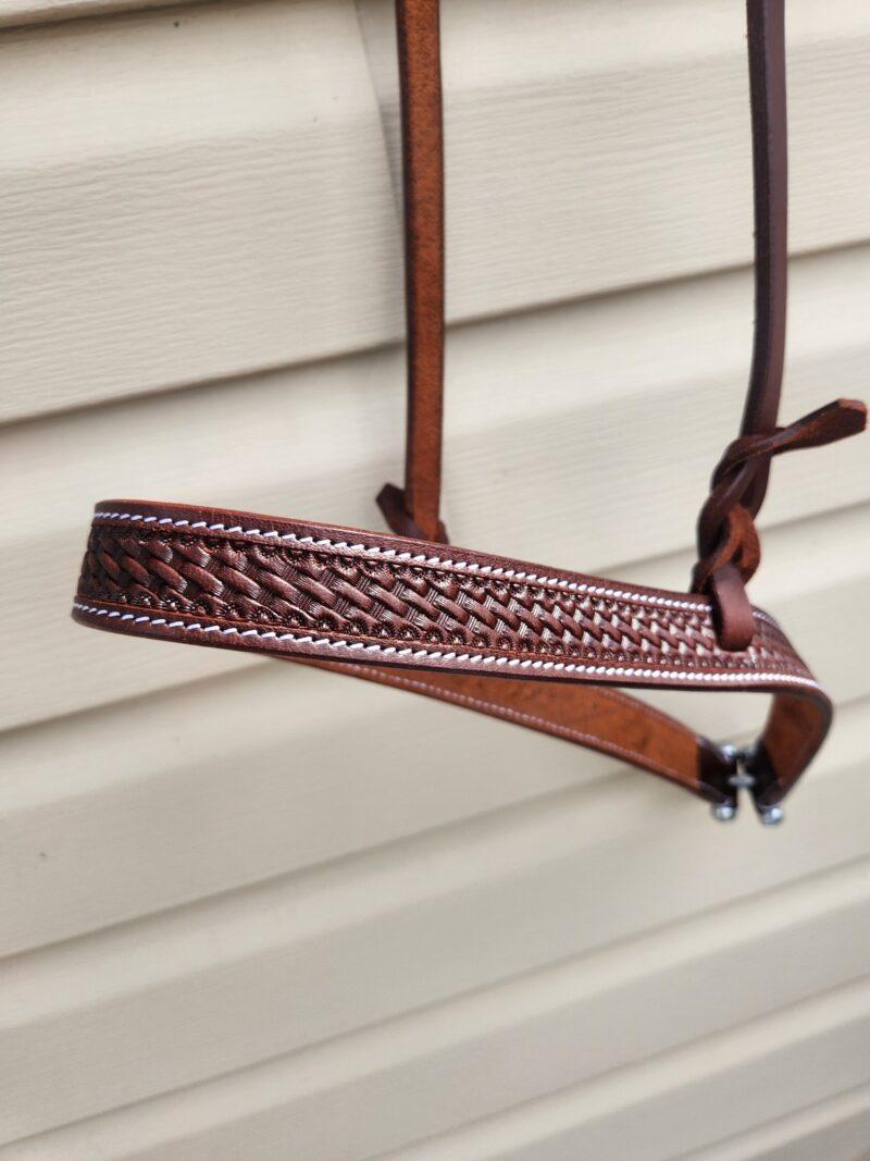 Leather noseband western tiedown leather tiedown noseband with buckstitch western horse tack ranch hand tack (12)