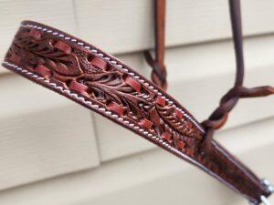 Leather noseband western tiedown leather tiedown noseband with buckstitch western horse tack ranch hand tack (5)