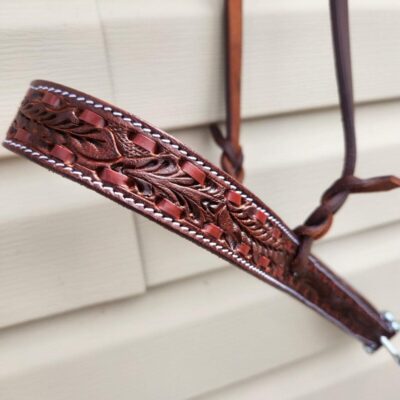 Leather noseband western tiedown leather tiedown noseband with buckstitch western horse tack ranch hand tack (5)